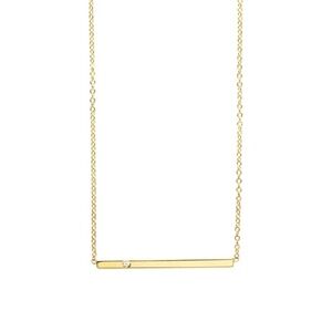 Dainty Layering 14K Gold Bar Necklace with Diamond